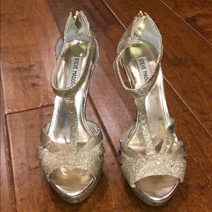 Steve Madden gold glitter heels